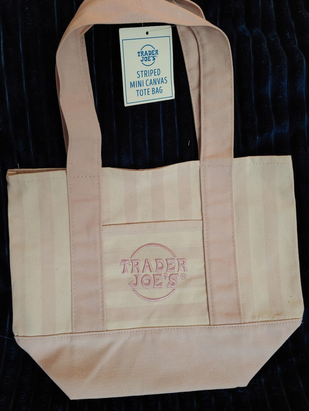 Pink Stripe Canvas Mini Tote Bag
